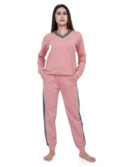 Velure - Pink Delightful V Neck Track Suit (Set of 2)
