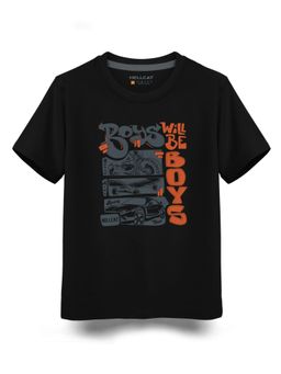 HELLCAT - Trendy Black Graphic Half Sleeve T-Shirt