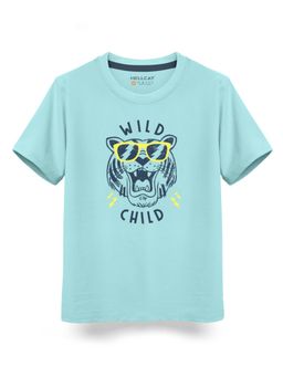 HELLCAT - Trendy Neo Blue Graphic Half Sleeve T-Shirt