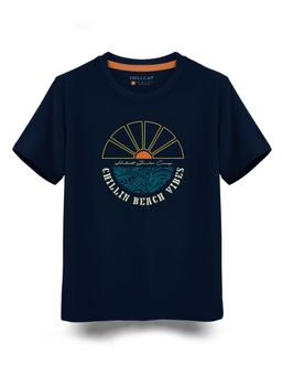 HELLCAT - Trendy Navy Blue Graphic Half Sleeve T-Shirt