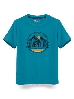 HELLCAT - Trendy Turquoise Graphic Half Sleeve T-Shirt
