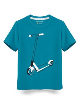 HELLCAT - Trendy Aqua Graphic Half Sleeve T-Shirt