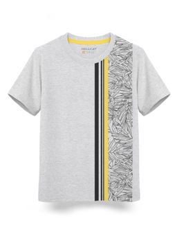 HELLCAT - Trendy White Melange Graphic Half Sleeve T-Shirt