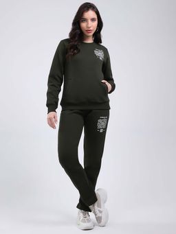Rock.it - Womens Regular Fit Printed Round Neck Full Sleeve Jacket With Track Pant