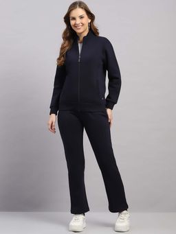 Monte Carlo - Womens Regular Fit Solid Mock Collar Full Sleeve Jacket With Track Pant