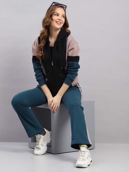 Monte Carlo - Womens Regular Fit Printed Hood Full Sleeve Jacket With Track Pant