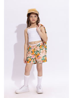 Taffy - Girls Multi-Color Print Top with Hoodie & Shorts (Set of 3)
