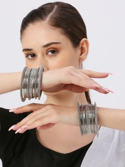 OOMPH - Combo of 26 Oxidised Silver Bangle Set (2.6)