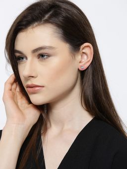 OOMPH - Silver Tone Solitaire Round Cubic Zirconia Small Office-Wear Ear Stud Earrings