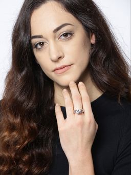 OOMPH - Rose Gold Tone Large Solitaire Cubic Zirconia Floral Filigree Proposal Ring (8)