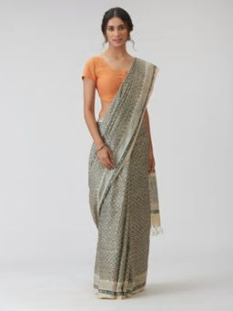 Fabindia - Silk Hand Block Printed Sari