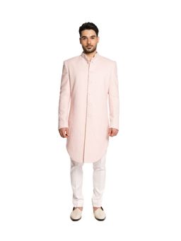 Arjun Kilachand - Baby Pink Thread Work Cut Dana Embroidered Sherwani with Pant (Set of 2)