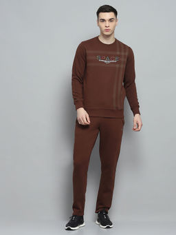 Monte Carlo - Mens Printed Brown Round Neck Full Sleeve Sweatshirt with Trackpant (Set of 2)