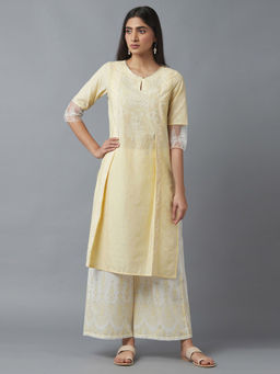 W - Floral Yellow Kurta