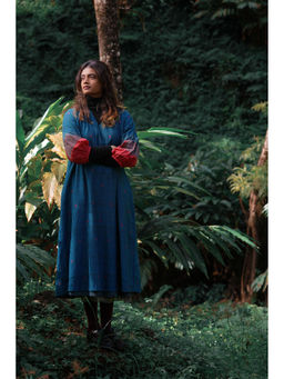 Mantra - Deep Blue with Tiny Red Candle Motifs