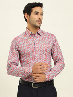 JadeBlue - Men Red and Blue Slim Fit Formal Shirt