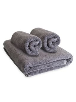 Heelium - Bamboo Towel, Soft, Absorbent & Odour Free, Grey (Set of 3)