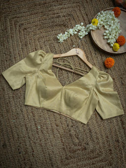 Suta - Gold Zari Tissue Padded V-Neck Blouse
