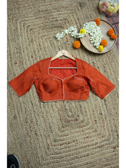 Suta - Rust Cotton Blend with V-Neck Padded Blouse