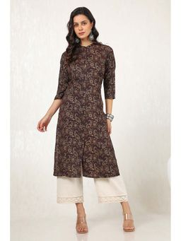 Soch - Women Brown Rayon Paisley Print Kurta