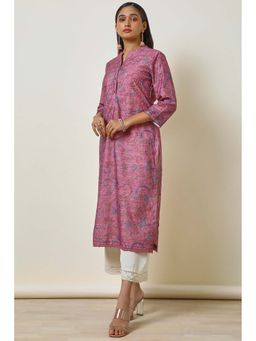 Soch - Women Purple Rayon Embroidery Kurta with Thread Work