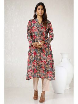 Soch - Women Multicolour Viscose Blend Floral Print Kurta with Beads