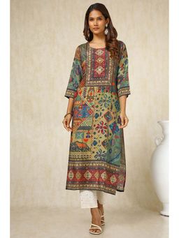 Soch - Women Multicolour Viscose Muslin Ethnic Motifs Kurta with Sequins