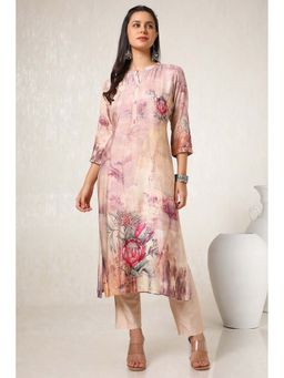 Soch - Women Purple Viscose Muslin Floral Print Kurta