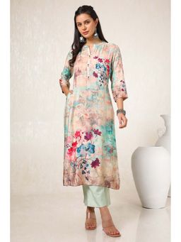 Soch - Women Multicolour Viscose Muslin Floral Print Kurta with Beads