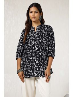 Soch - Women Black Cotton Warli Print Tunic