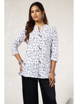 Soch - Women White Cotton Warli Print Tunic