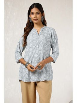 Soch - Women Grey Rayon Floral Print Tunic