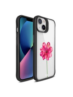 DailyObjects - Clear Painted Hibiscus Black Hybrid Clear Case Cover for iPhone 13 Mini 5.4 inch