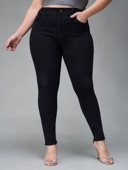 Miss Chase - A+ Curve Collection Plus Size Womens Black Slim Fit Denim Jeans
