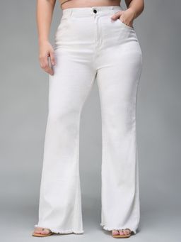 Miss Chase - A+ Curve Collection Plus Size Womens White Bootcut High Rise Denim Jeans