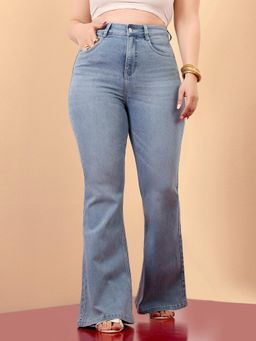 Miss Chase - A+ Curve Collection Plus Size Womens Light Blue Denim Bootcut Jeans