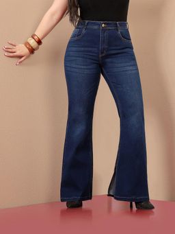 Miss Chase - A+ Curve Collection Plus Size Womens Blue Bootcut Stretchable Jeans