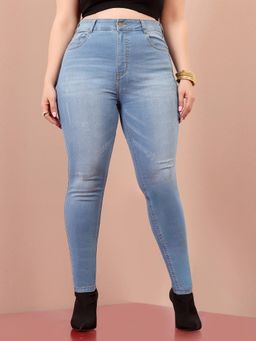Miss Chase - A+ Curve Collection Plus Size Womens Blue Skinny Stretchable Denim Jeans