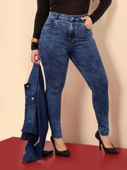 Miss Chase - A+ Curve Collection Plus Size Womens Blue Skinny-Fit Denim Jeans