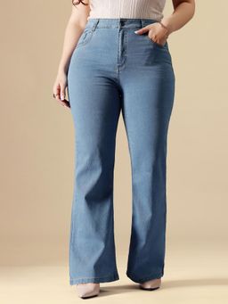 Miss Chase - A+ Curve Collection Plus Size Womens Light Blue Bootcut Denim Jeans