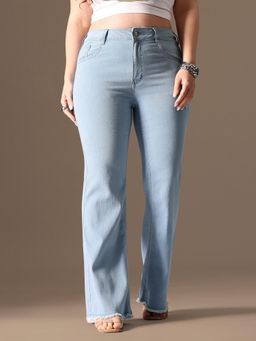 Miss Chase - A+ Curve Collection Plus Size Womens Light Blue Bootcut Denim Jeans