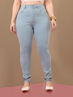 Miss Chase - A+ Curve Collection Plus Size Womens Light Blue Skinny Denim Jeans