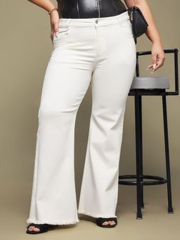 Miss Chase - A+ Curve Collection Plus Size Womens White Bootcut High Rise Denim Jeans