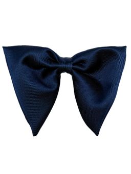 The Tie Hub - Navy Blue Horizontal Ribbed Silk Butterfly Bow Tie for Men