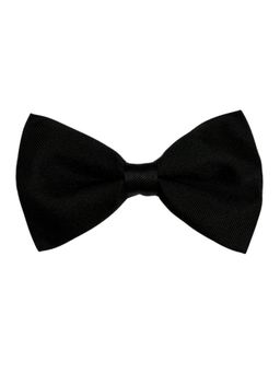 The Tie Hub - Black Horizontal Ribbed Classic Silk Bow Tie for Men