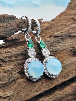 Yellow Chimes - Blue Crystal Drop Earrings