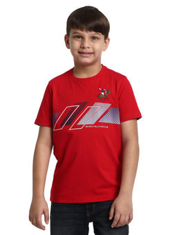 Beverly Hills Polo Club - Shadow Boxes Red Printed Round Neck T-Shirt