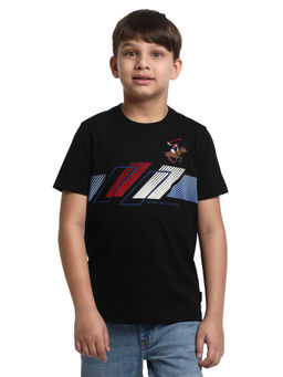 Beverly Hills Polo Club - Shadow Boxes Black Printed Round Neck T-Shirt