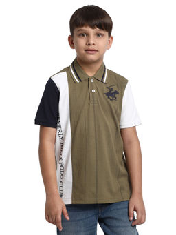 Beverly Hills Polo Club - Climbing Fencer Multi Colorblock Collar Neck Polo T-Shirt