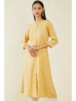 Soch - Women Mustard Rayon Printed Kurta